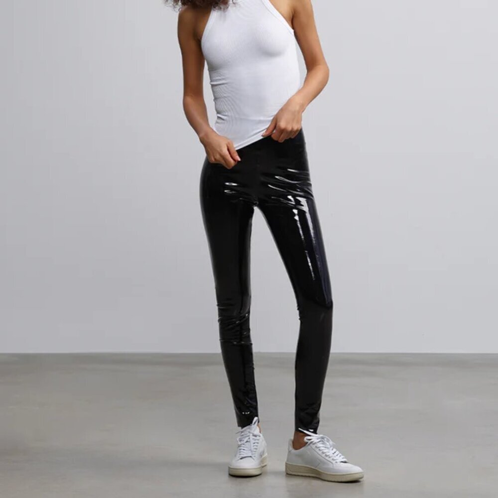 Commando Black Faux Patent Leather Legging   Sz: M